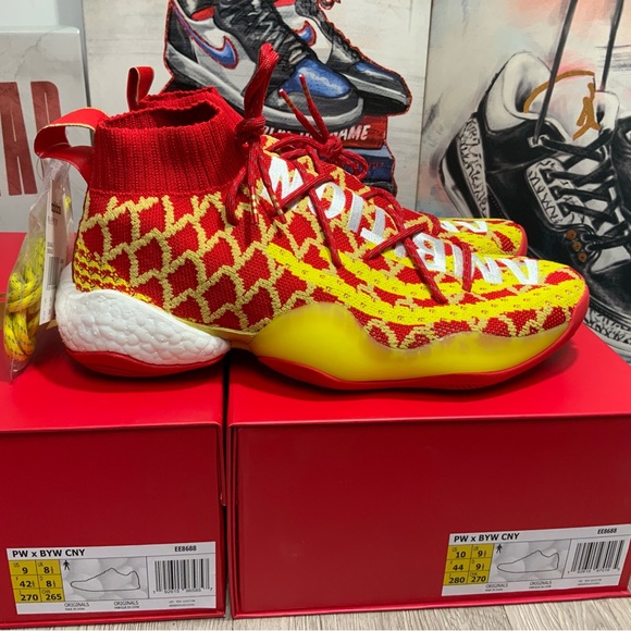 Adidas PW X BYW CNY Pharrell Men's Size 9.5 Chinese New Year Red/Yellow - Picture 4 of 11